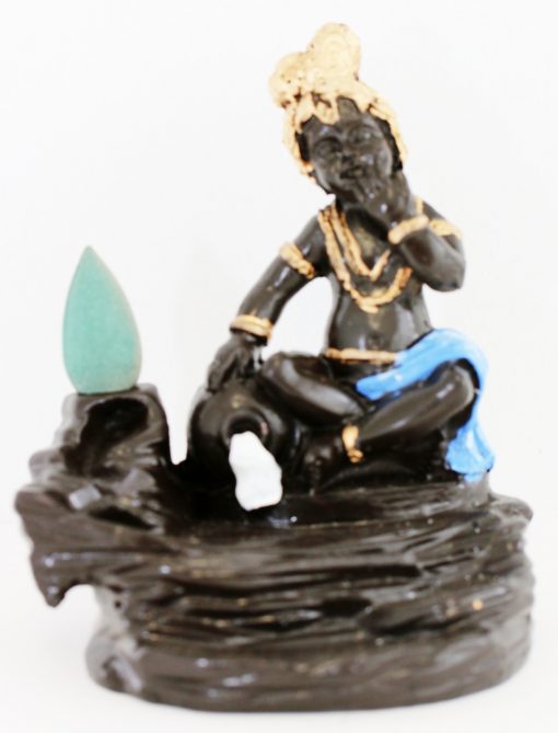 Lucky Blue Krishna backflow incense holder ash catcher free incense
