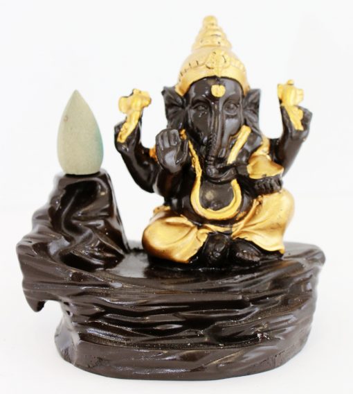 Lucky Ganesh gold backflow incense holder ash catcher free incense