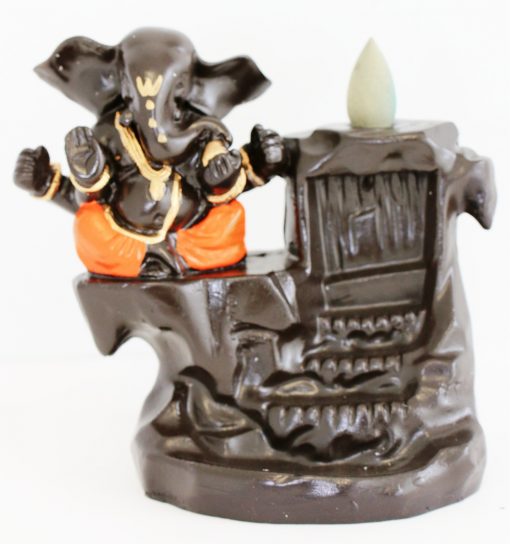Lucky Ganesh orange backflow incense holder ash catcher free incense1