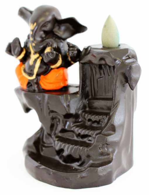 Lucky Ganesh orange backflow incense holder ash catcher free incense1