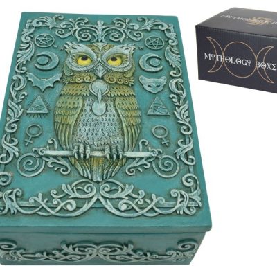 13X10CM TURQUOISE OWL OF WISDOM TAROT BOX