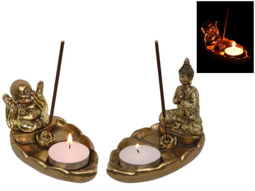 GOLD RULAI-HAPPY BUDDHA INCENSE TEA LIGHT