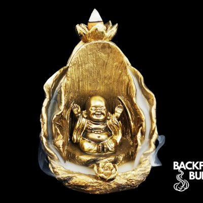 13CM GOLD HAPPY BUDDHA BACKFLOW BURNER