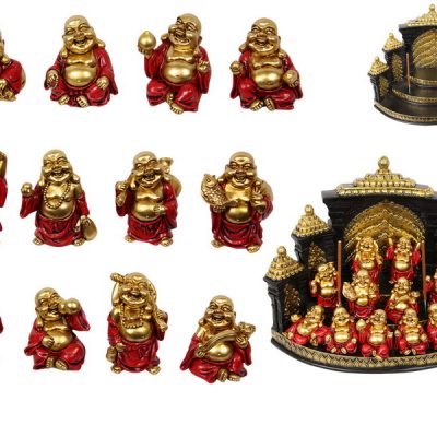6CM RED GOLD HAPPY FORTUNE BUDDHA ON DISPLAY