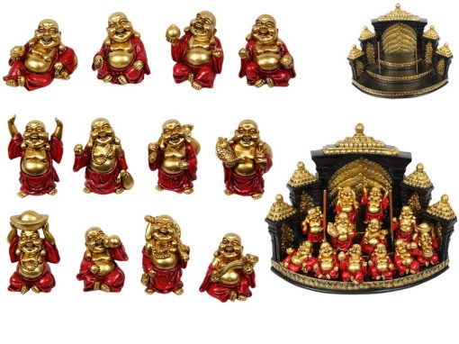 6CM RED GOLD HAPPY FORTUNE BUDDHA ON DISPLAY