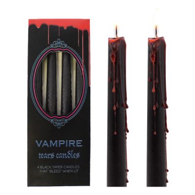 PACK OF 4 BLACK VAMPIRE TEARS CANDLES (BLEEDS RED WAX WHEN BURNING)