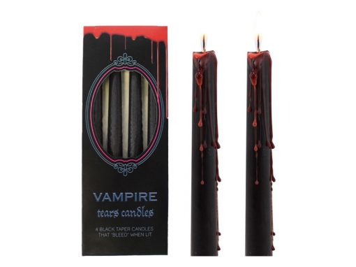 PACK OF 4 BLACK VAMPIRE TEARS CANDLES (BLEEDS RED WAX WHEN BURNING)