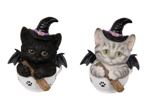 11CM CAT WITCH WITH BROOMSTICK 2 Colors