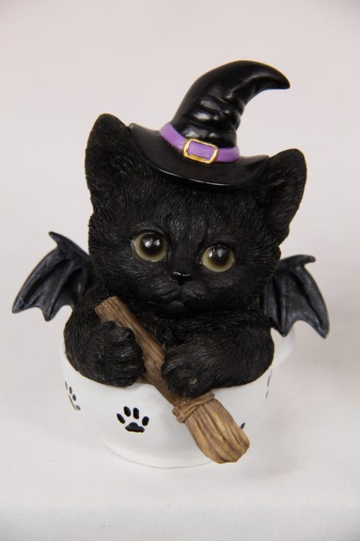 11CM CAT WITCH WITH BROOMSTICK 2 Colors
