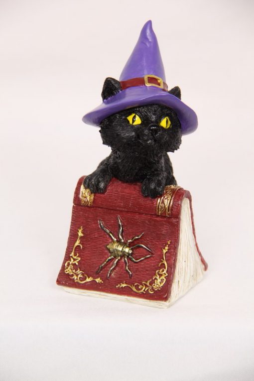 12CM CAT WITCH ON BOOK OF SPELLS 2 Colors