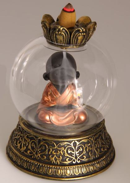 15CM BUDDHA BACKFLOW BURNER IN GLASS DOME