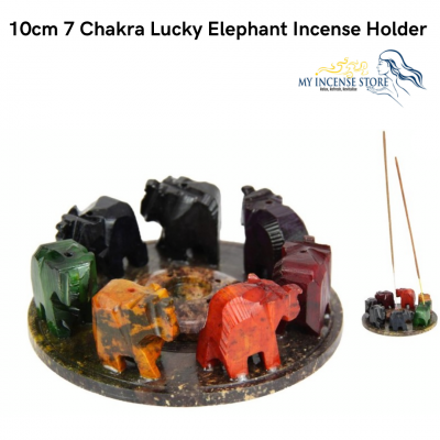 Incense Holder Good Luck 7 Chakra Elephant Ash Catcher For Burning Incense Stick